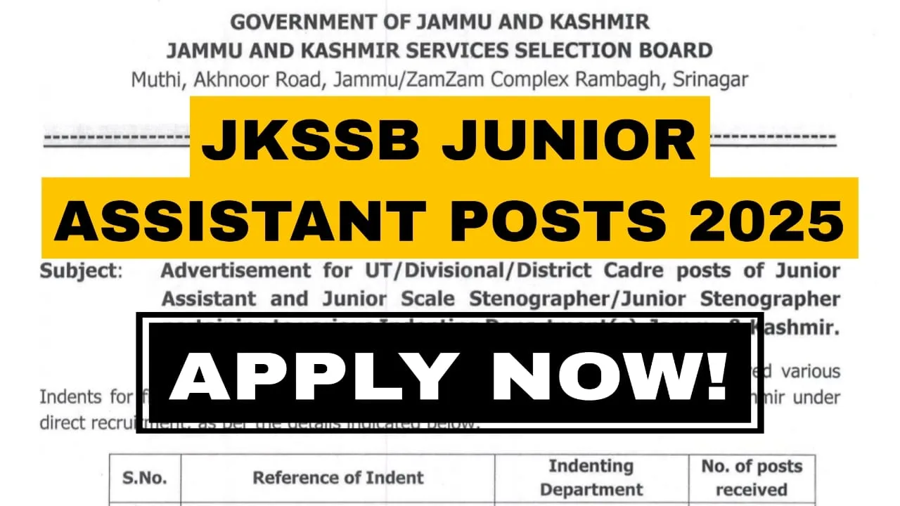 JKSSB Junior Assistant Vacancies 2025